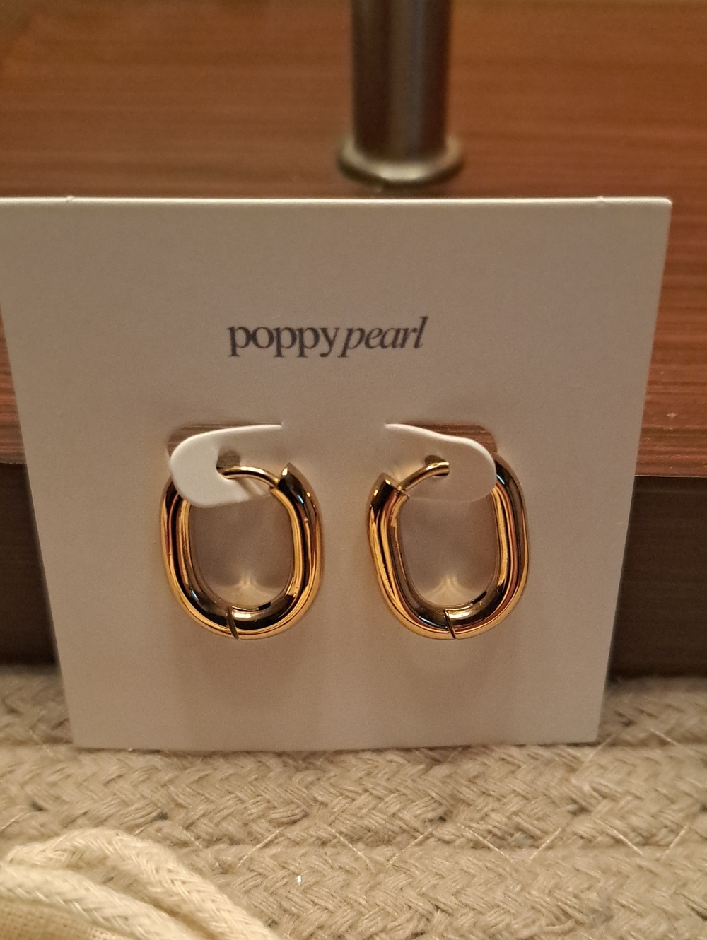 Poppypearl Shiny Gold Oval Hoop Earrings for Women
